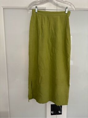 Clio Lime Green Midi Skirt with Side Slit
